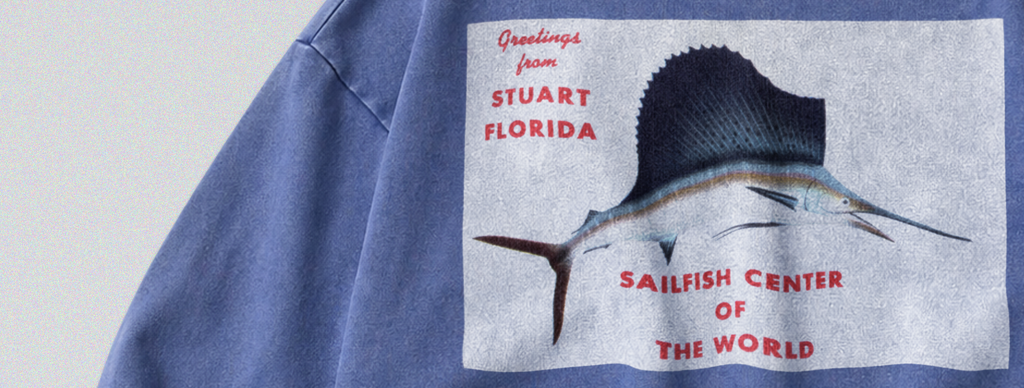 Oversized Snow Washed Cotton Sweatshirt - Floida Sailfish Print