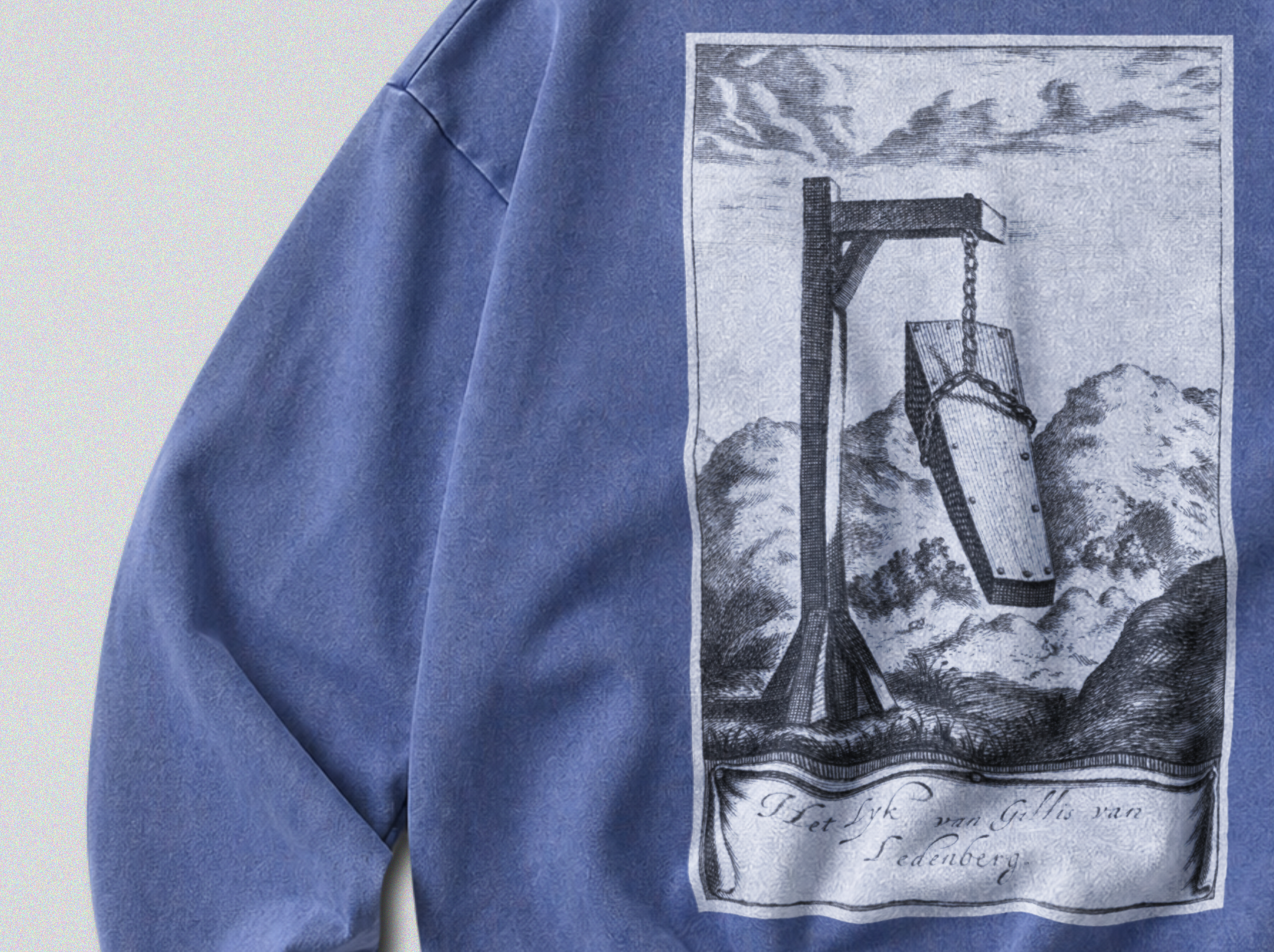 Oversized Snow Washed Cotton Sweatshirt - Macabre Coffin Print