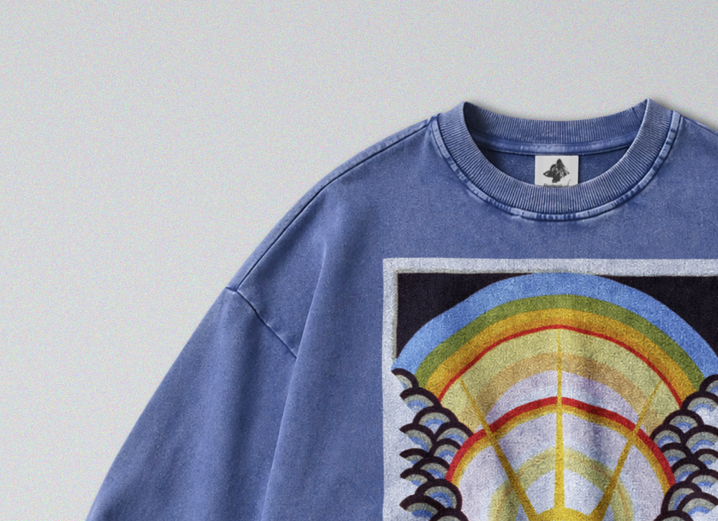 Oversized Snow Washed Cotton Sweatshirt - Museum of Natural History Print