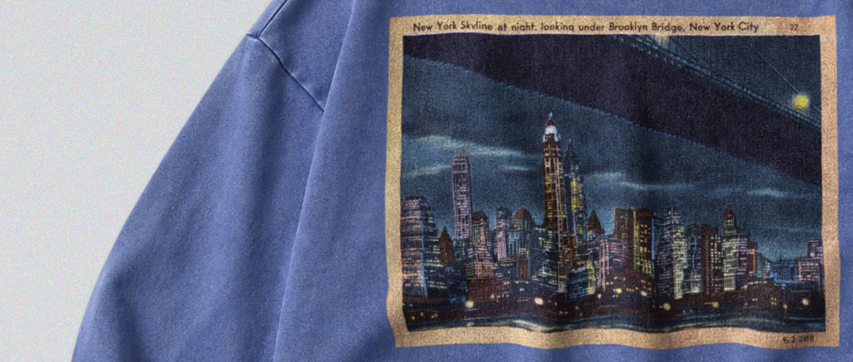Oversized Snow Washed Cotton Sweatshirt - New York City Skyline Print