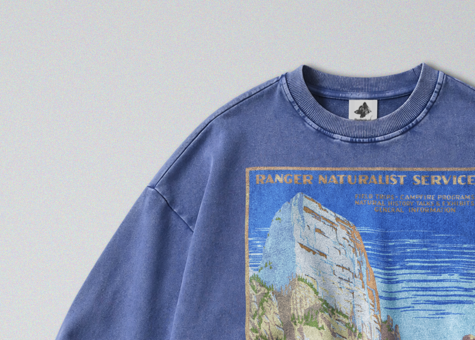 Oversized Snow Washed Cotton Sweatshirt - Zion National Park Print