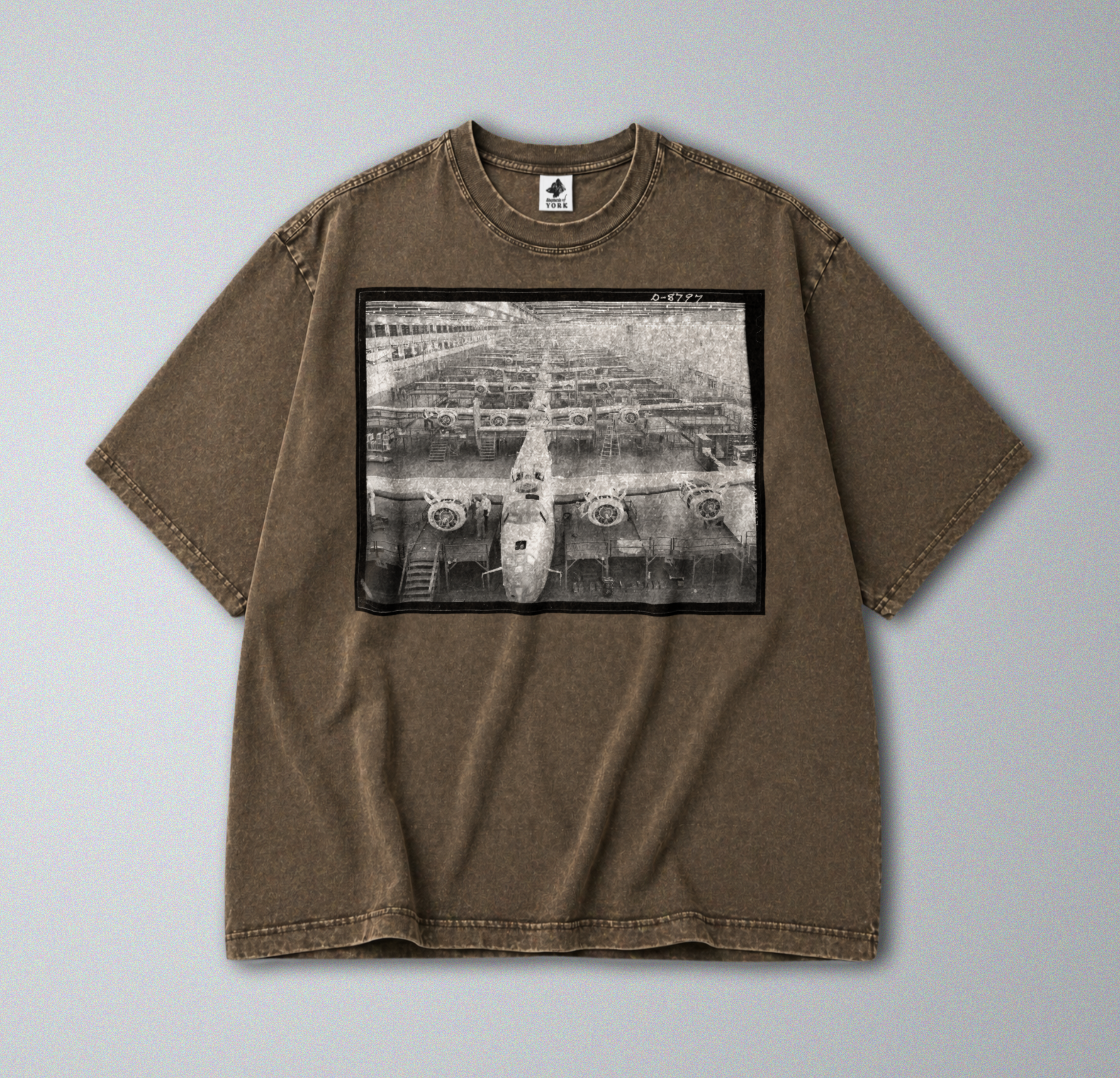 Oversized Snow Washed Cotton Tee - B24 Liberator Bombers Photo Print