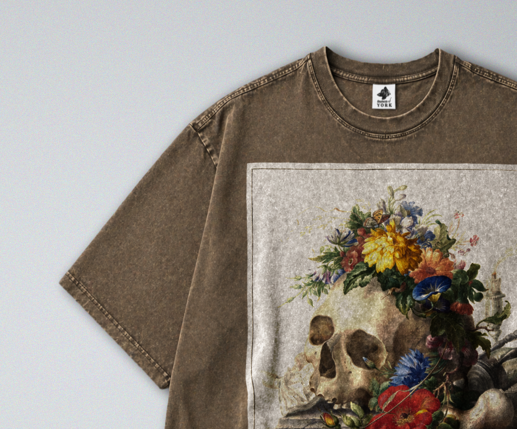 Human Skull with Flowers - Short Sleeve Tee
