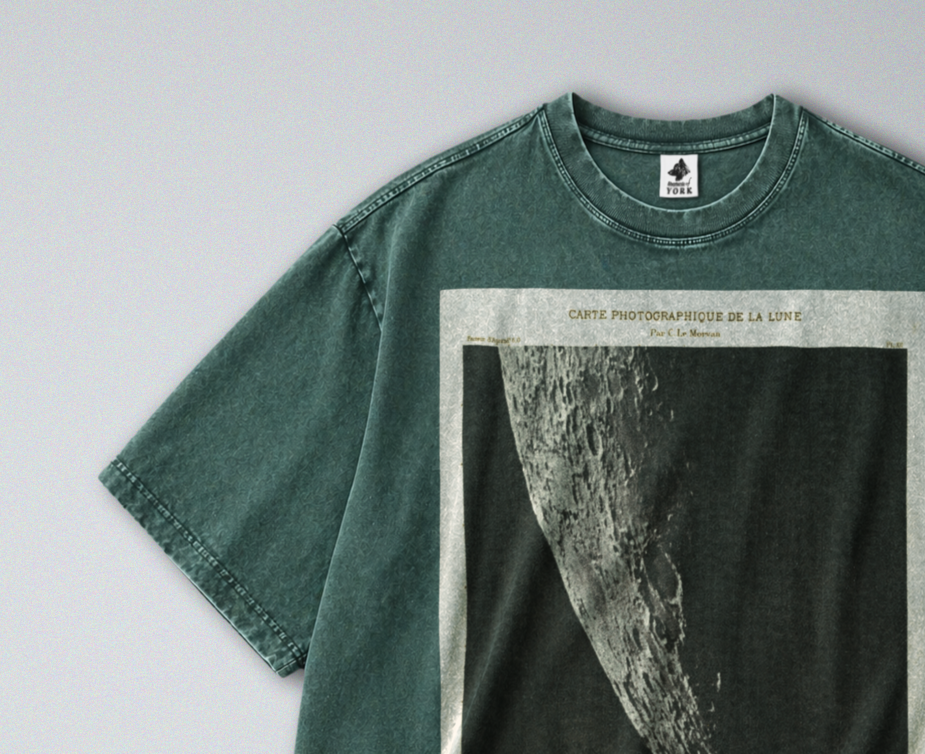 Oversized Snow Washed Cotton Tee - Photograph of the Moon Print