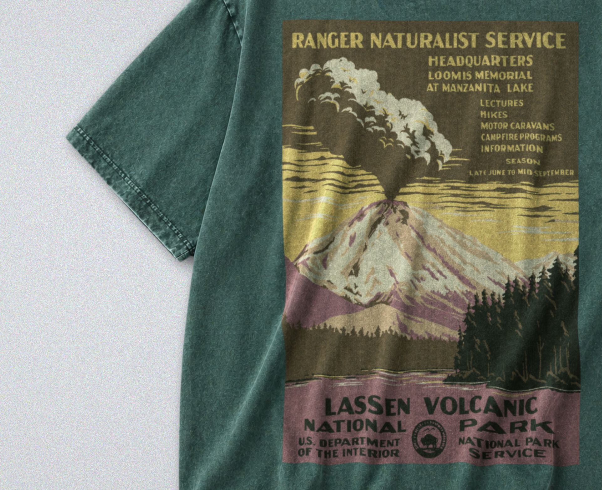 Oversized Snow Washed Cotton Tee - Lassen Volcanic National Park Print