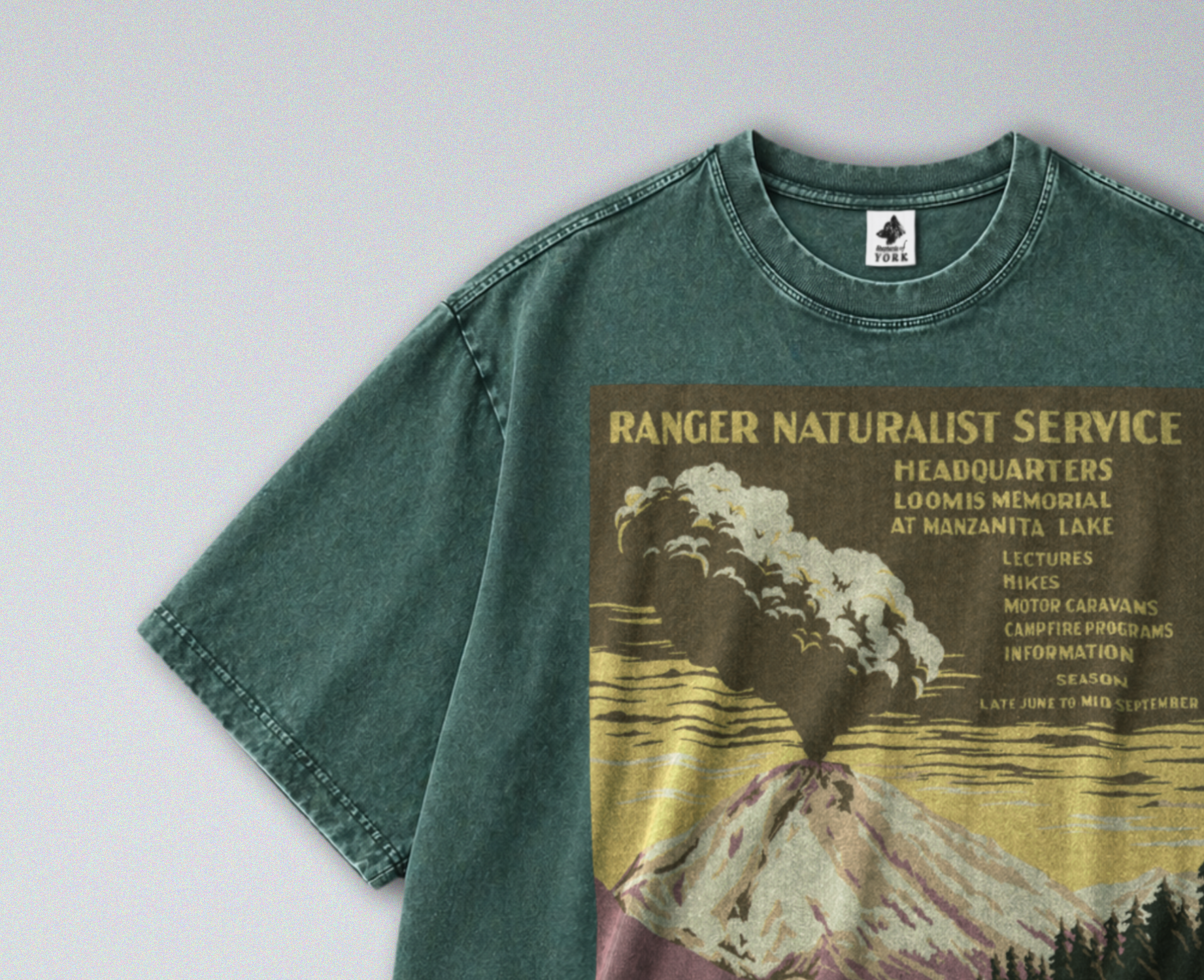 Oversized Snow Washed Cotton Tee - Lassen Volcanic National Park Print