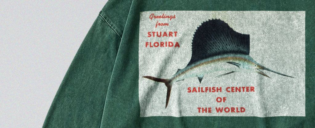Oversized Snow Washed Long Sleeve Cotton Tee - Atlantic Sailfish Print