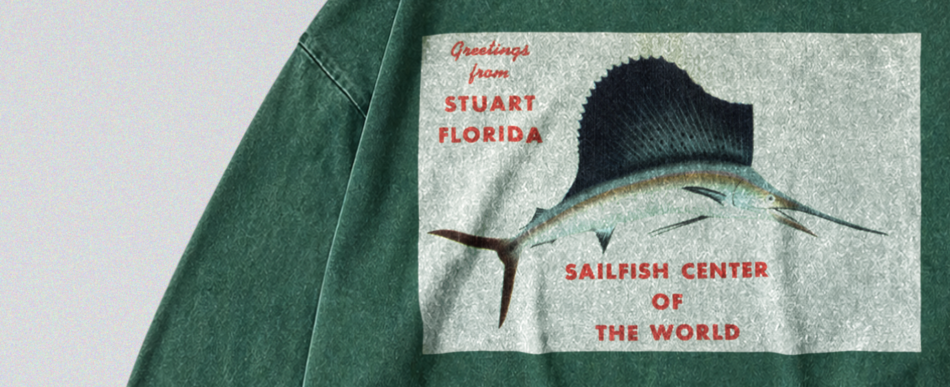 Oversized Snow Washed Long Sleeve Cotton Tee - Atlantic Sailfish Print