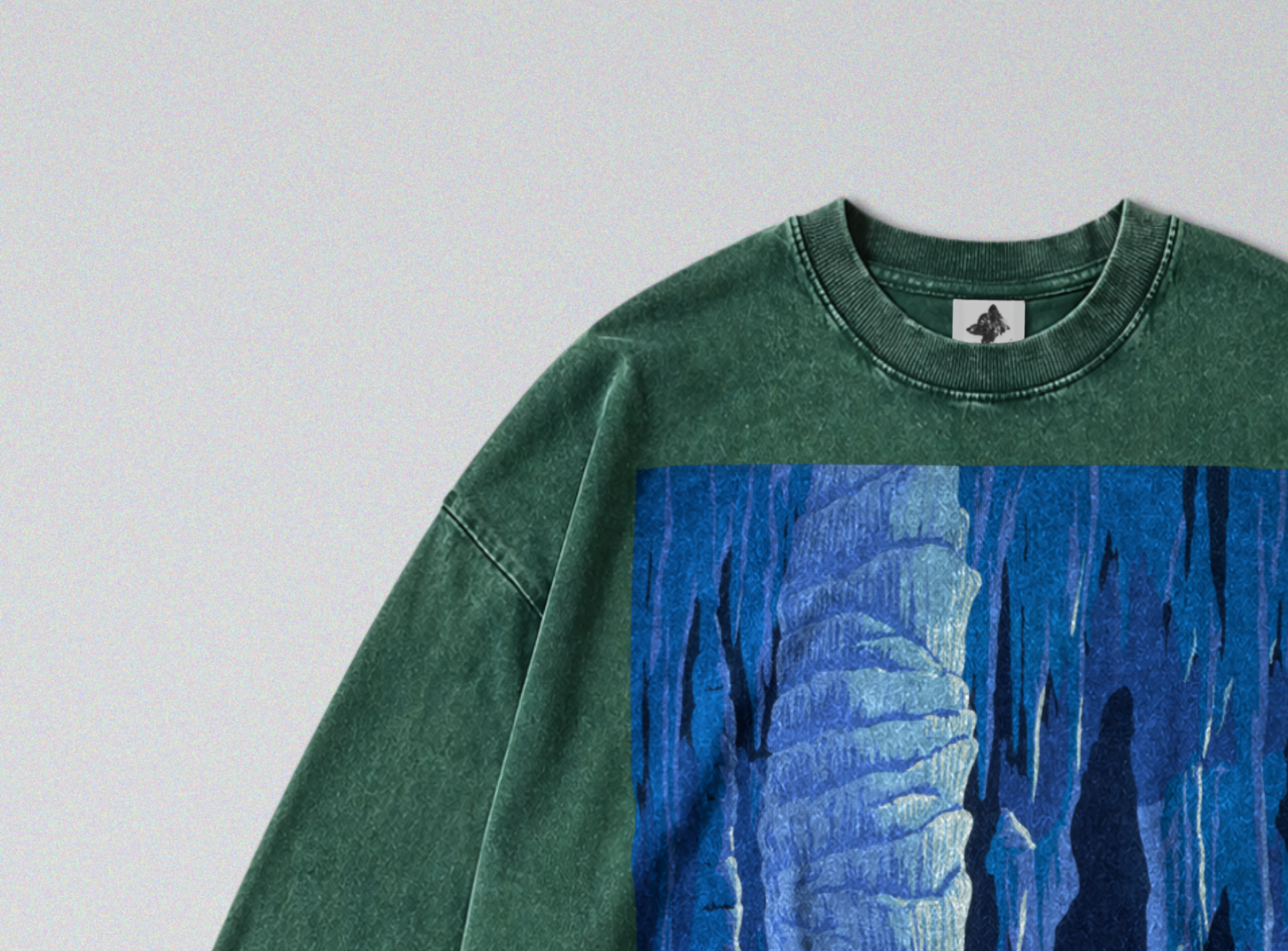 Oversized Snow Washed Long Sleeve Cotton Tee - Carlsbad Caverns National Park Print