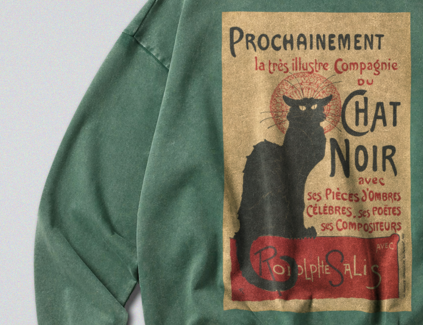Oversized Snow Washed Cotton Sweatshirt - Chat Noir Print