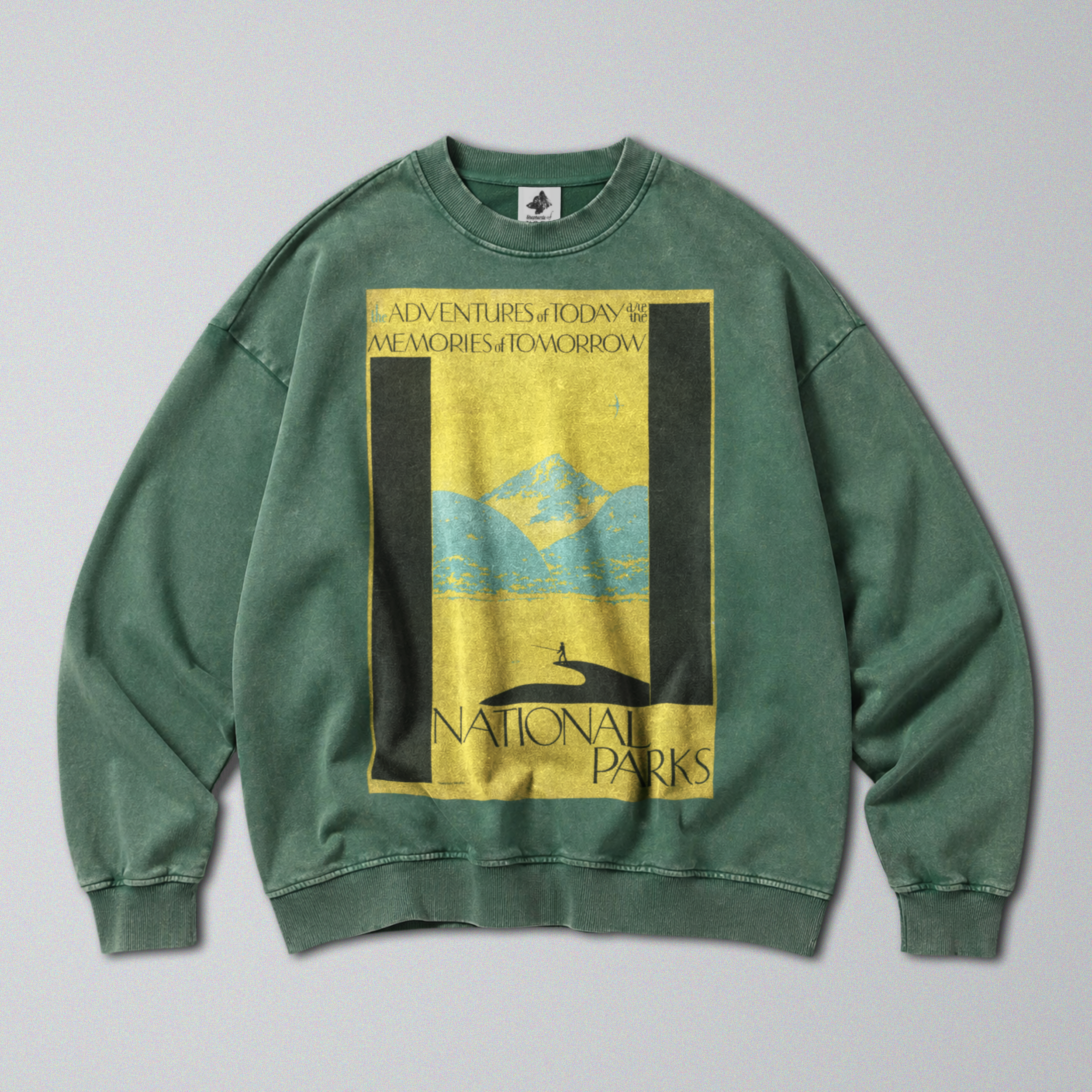 Oversized Snow Washed Cotton Sweatshirt - National Parks Print