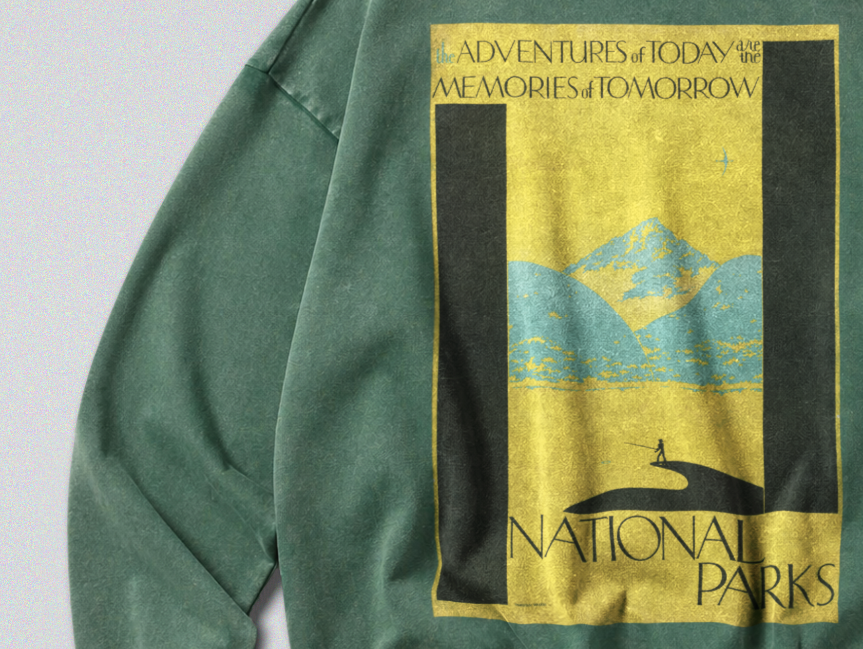 Oversized Snow Washed Cotton Sweatshirt - National Parks Print