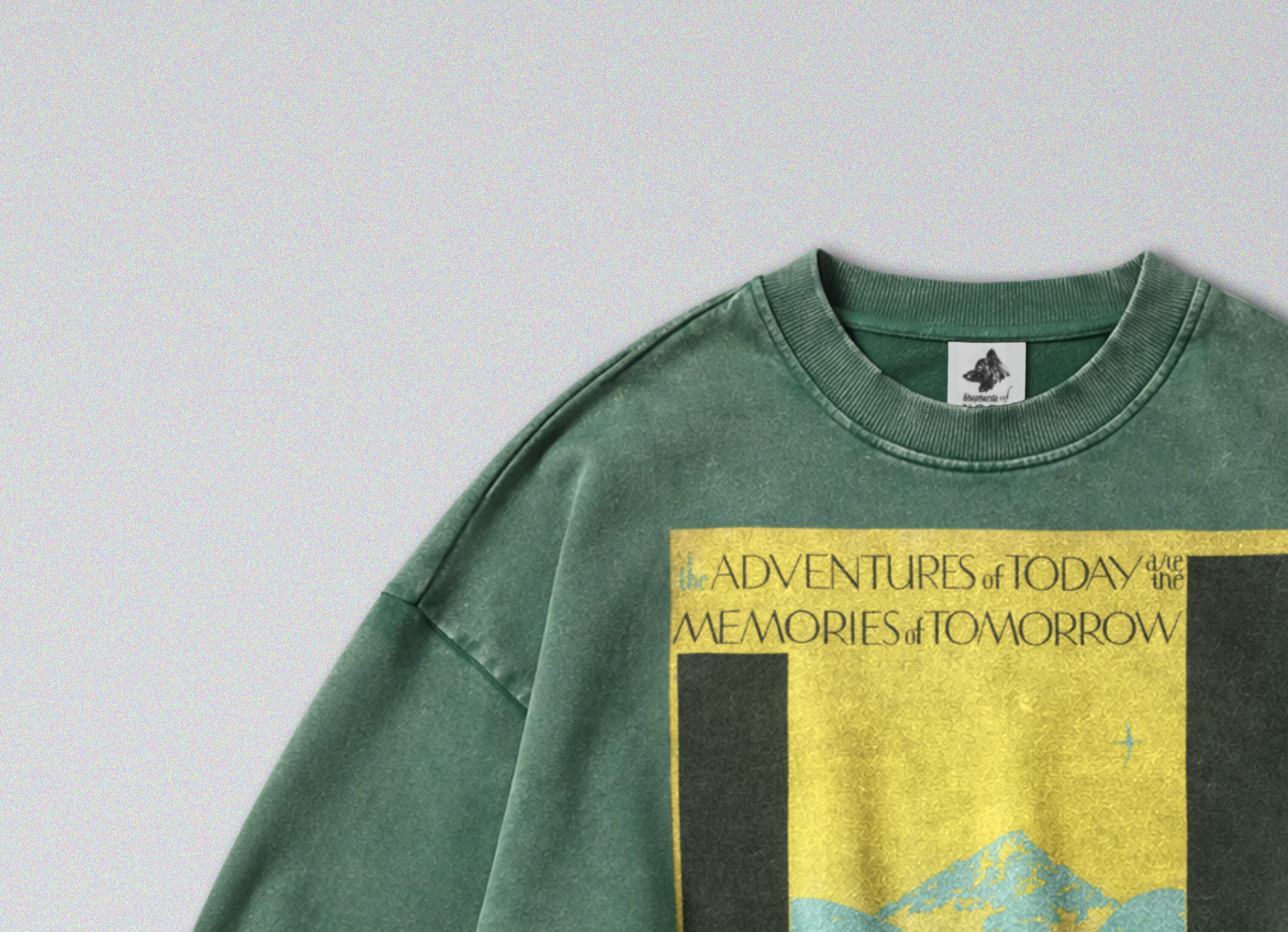 Oversized Snow Washed Cotton Sweatshirt - National Parks Print