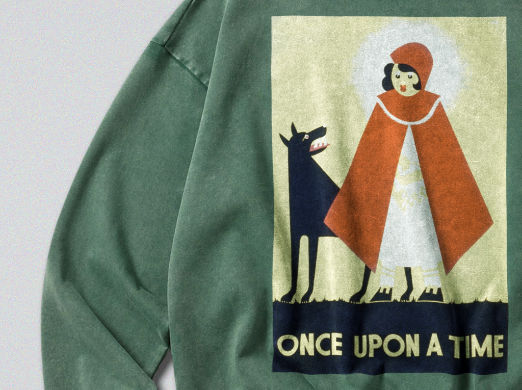 Oversized Snow Washed Cotton Sweatshirt - Red Riding Hood Print