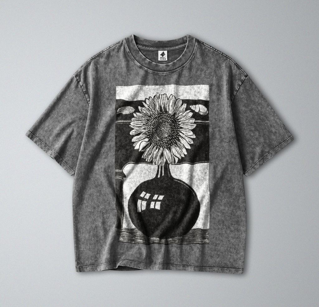Black & White Sunflower - Short Sleeve Tee