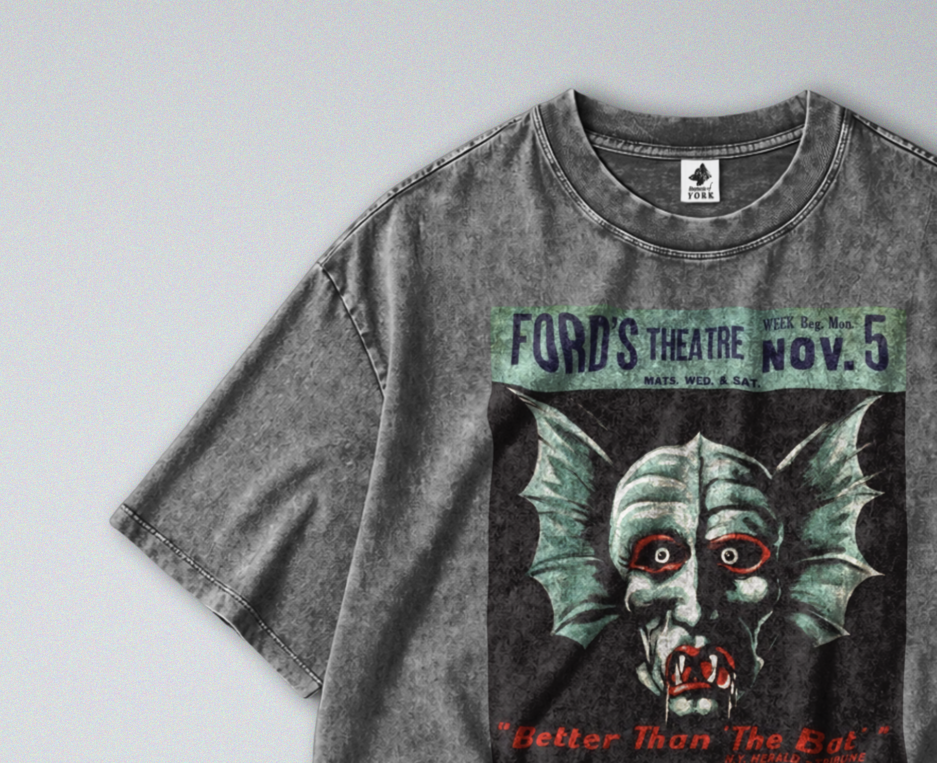 Oversized Snow Washed Cotton Tee - Bram Stoker's Dracula Theater Print