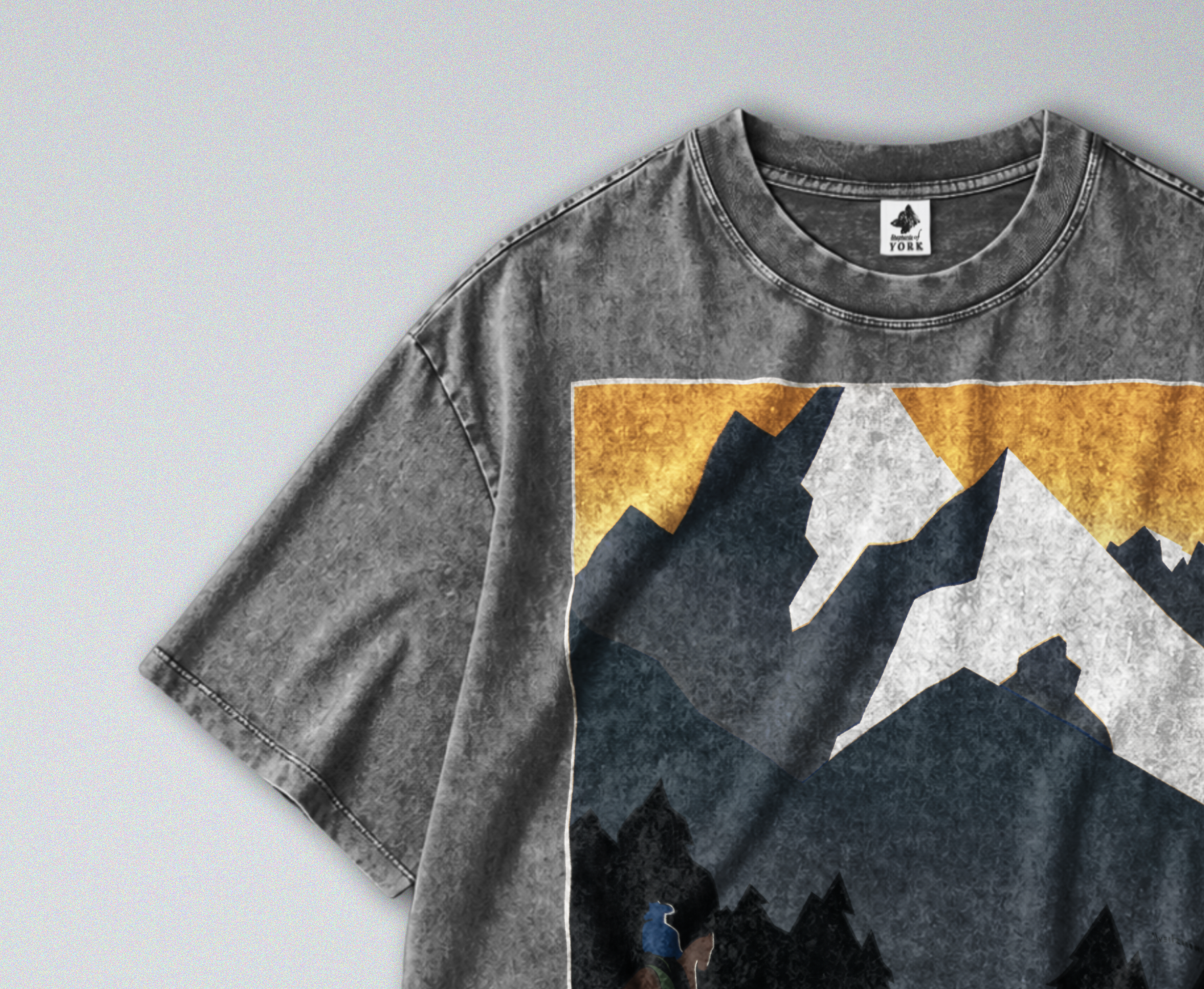 Oversized Snow Washed Cotton Tee - State of Montana Print