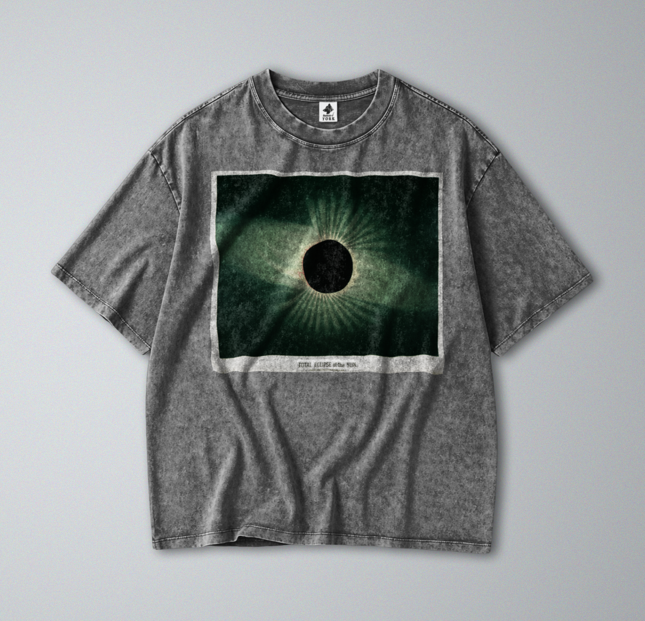 Oversized Snow Washed Cotton Tee - Solar Eclipse Print