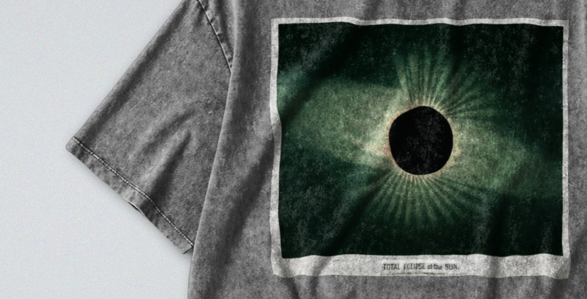 Oversized Snow Washed Cotton Tee - Solar Eclipse Print