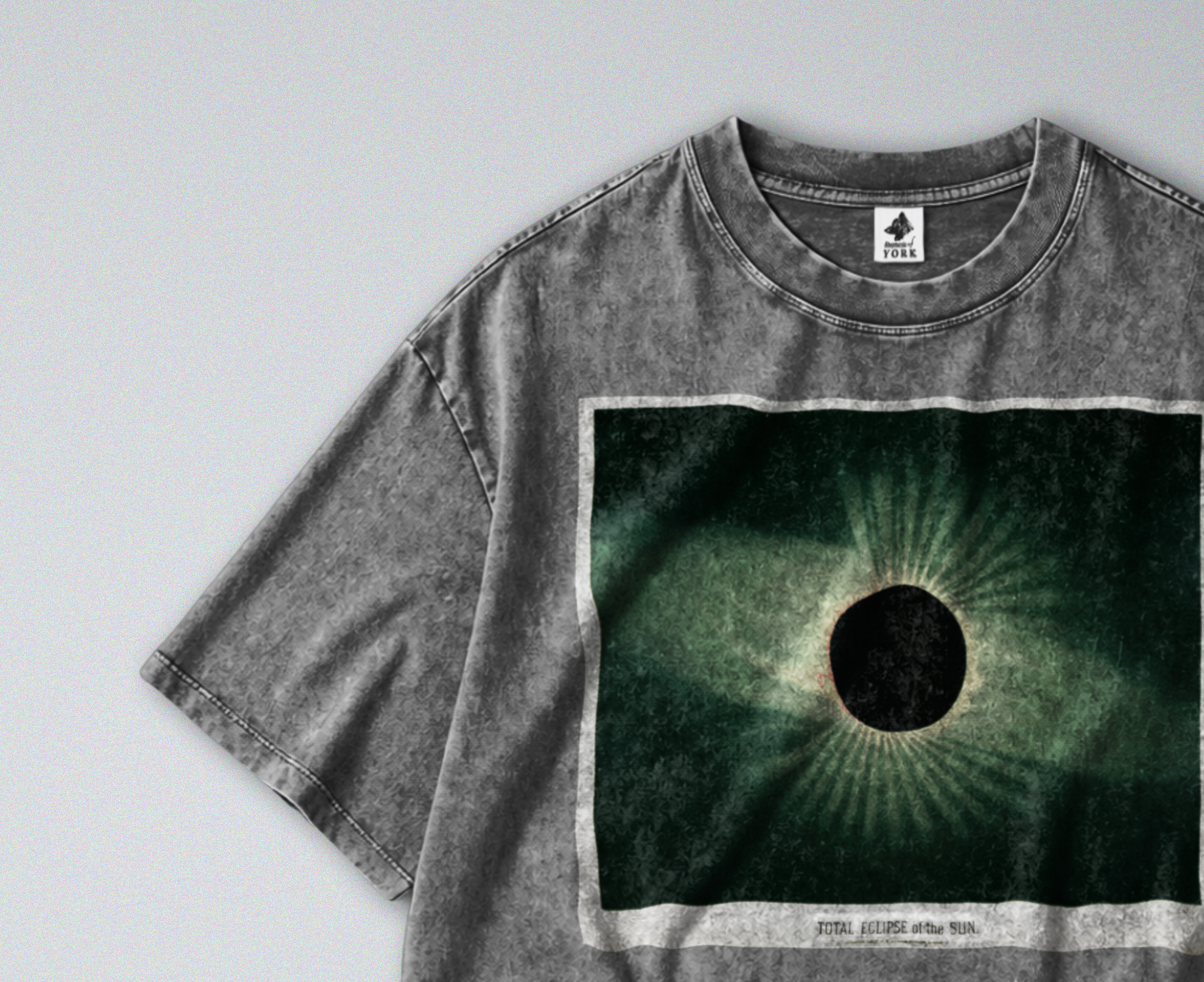 Oversized Snow Washed Cotton Tee - Solar Eclipse Print