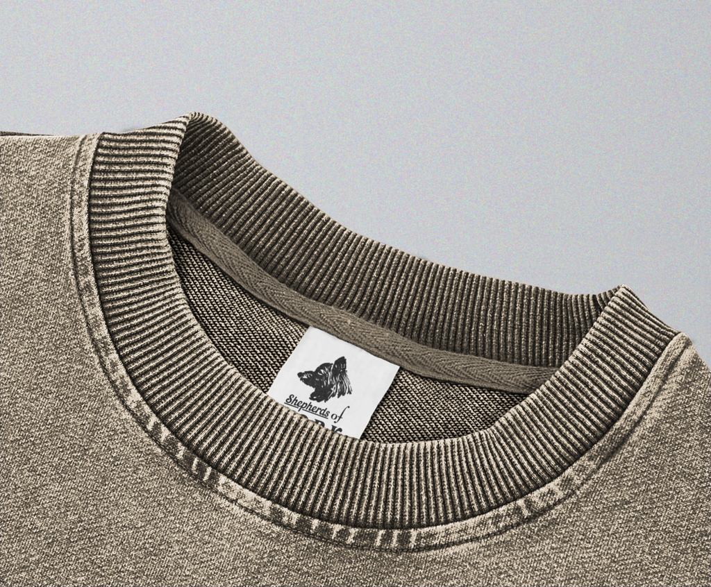 Oversized Snow Washed Cotton Sweatshirt - Skeleton in Tomb Print
