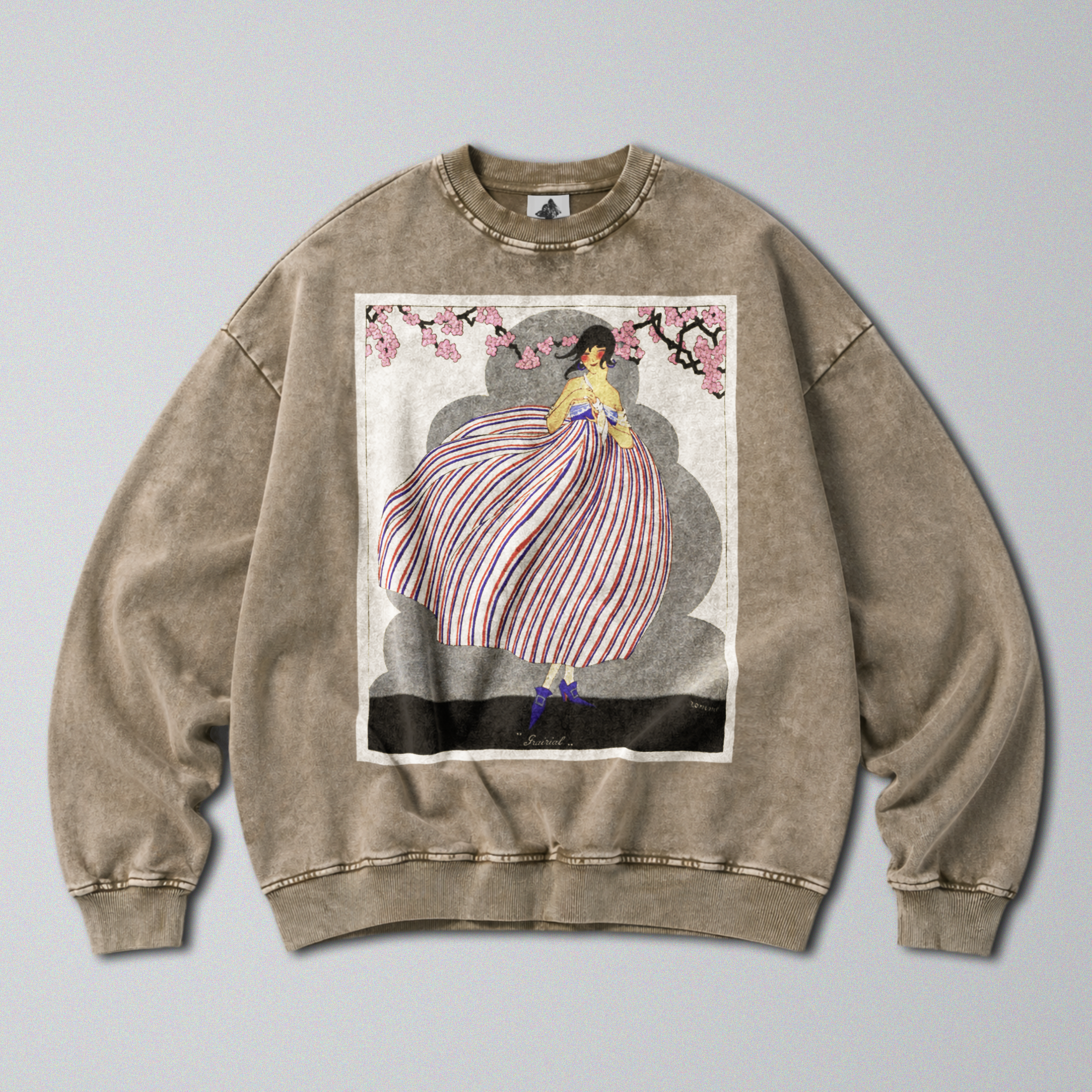 Oversized Snow Washed Cotton Sweatshirt - French Fashion Magazine Print