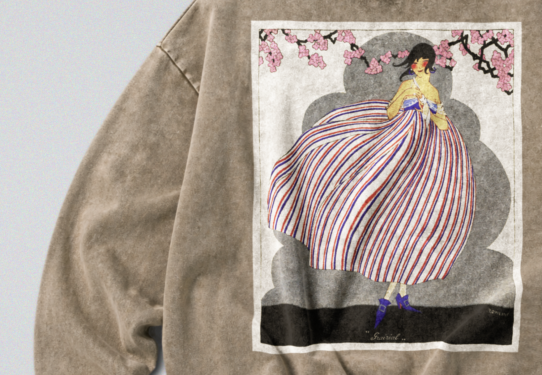 Oversized Snow Washed Cotton Sweatshirt - French Fashion Magazine Print