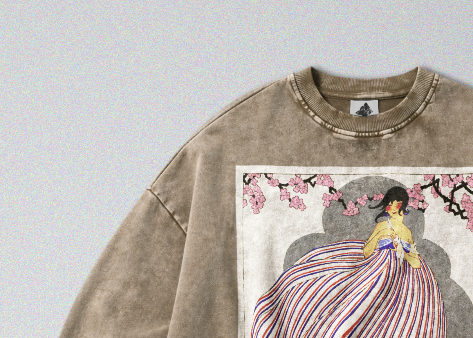 Oversized Snow Washed Cotton Sweatshirt - French Fashion Magazine Print