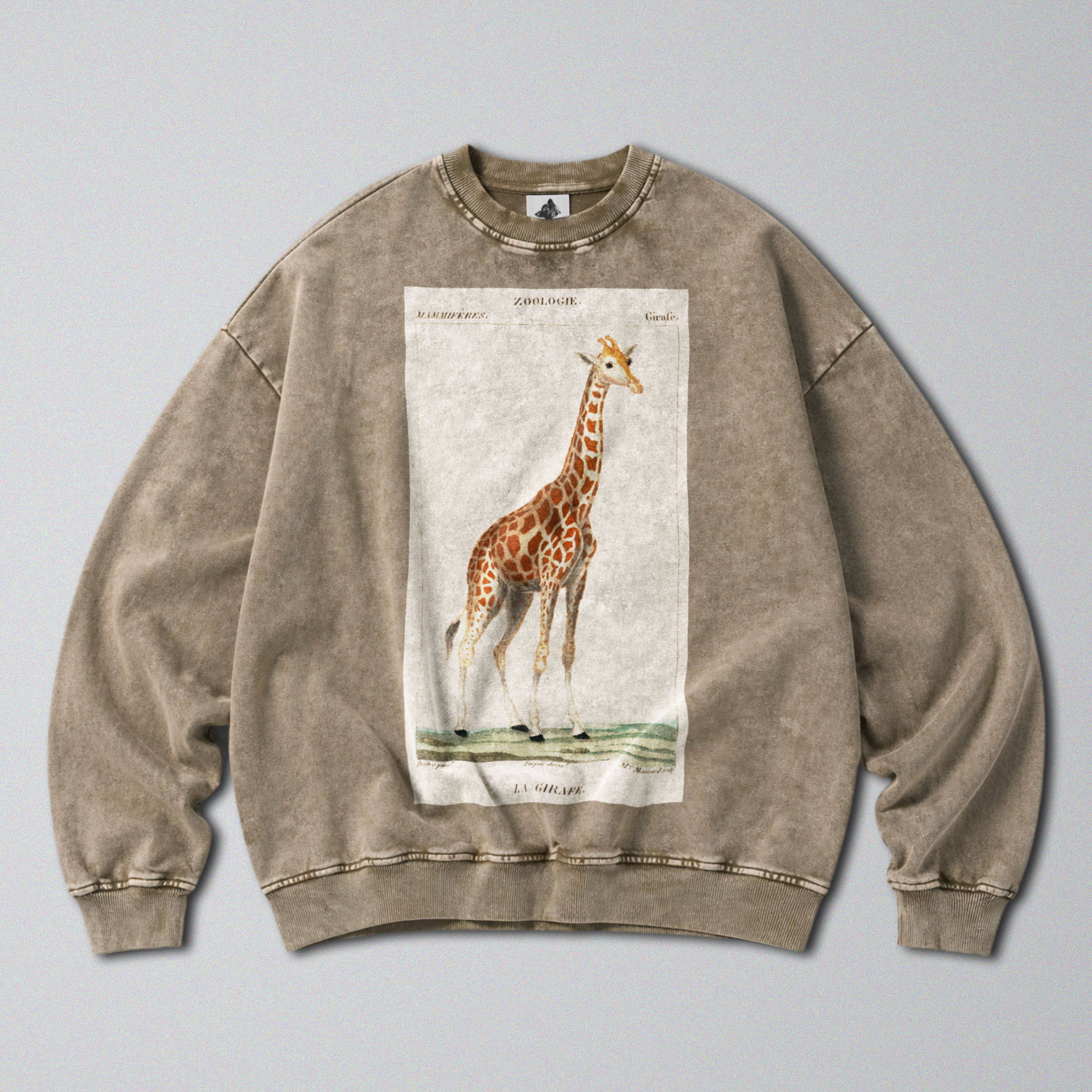 Oversized Snow Washed Cotton Sweatshirt - Nubian Giraffe Print