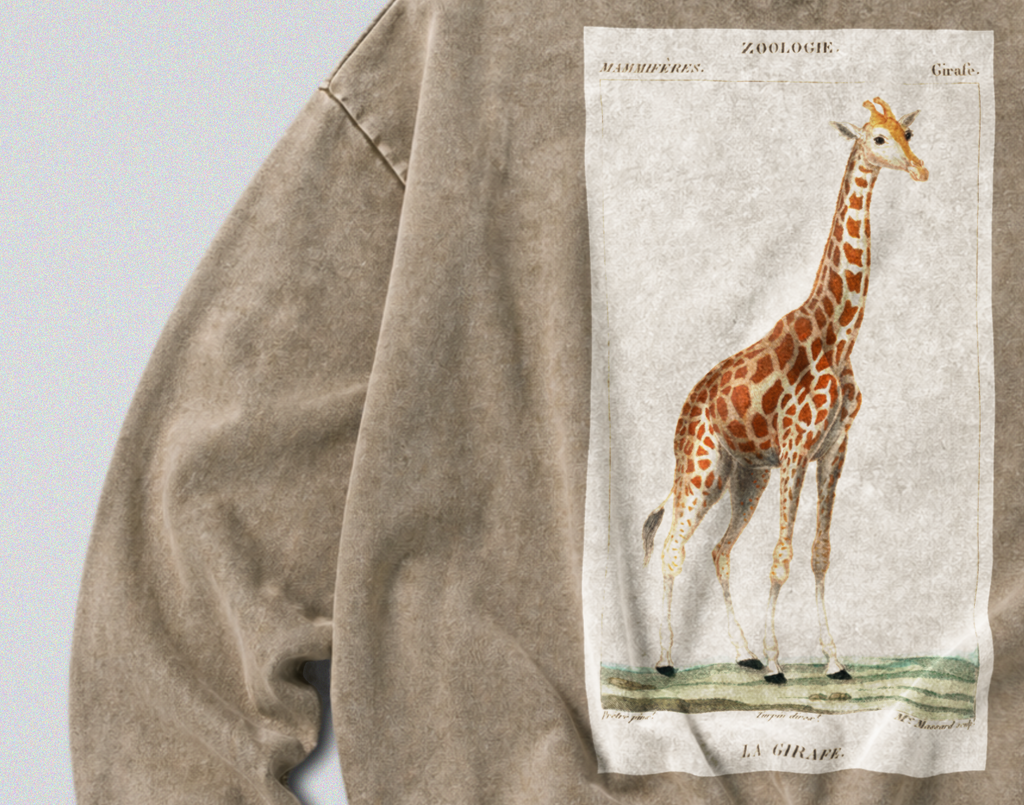 Oversized Snow Washed Cotton Sweatshirt - Nubian Giraffe Print