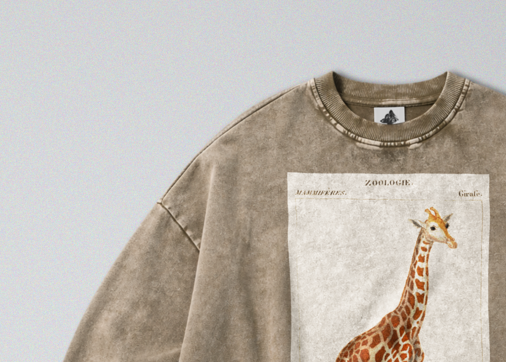 Oversized Snow Washed Cotton Sweatshirt - Nubian Giraffe Print