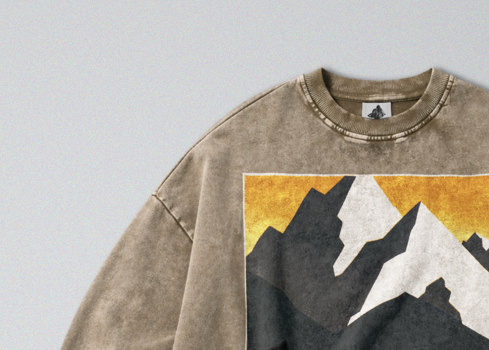 Oversized Snow Washed Cotton Sweatshirt - Mountains of Montana Print