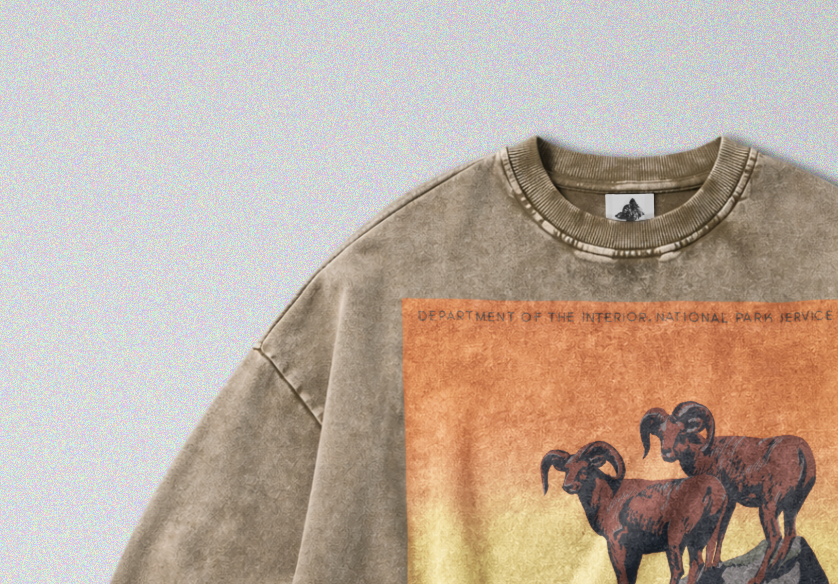 Oversized Snow Washed Cotton Sweatshirt - Preserve Wildlife & Nature Print