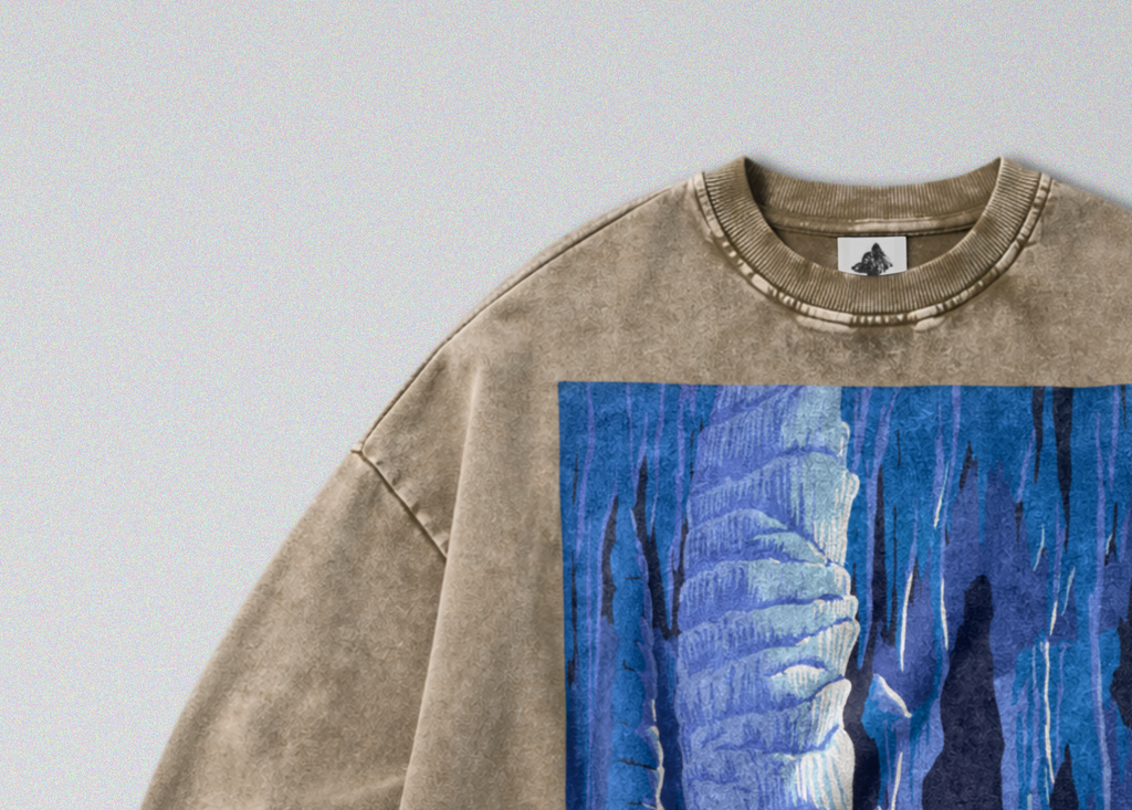 Oversized Snow Washed Cotton Sweatshirt - Carlsbad Caverns National Park Print