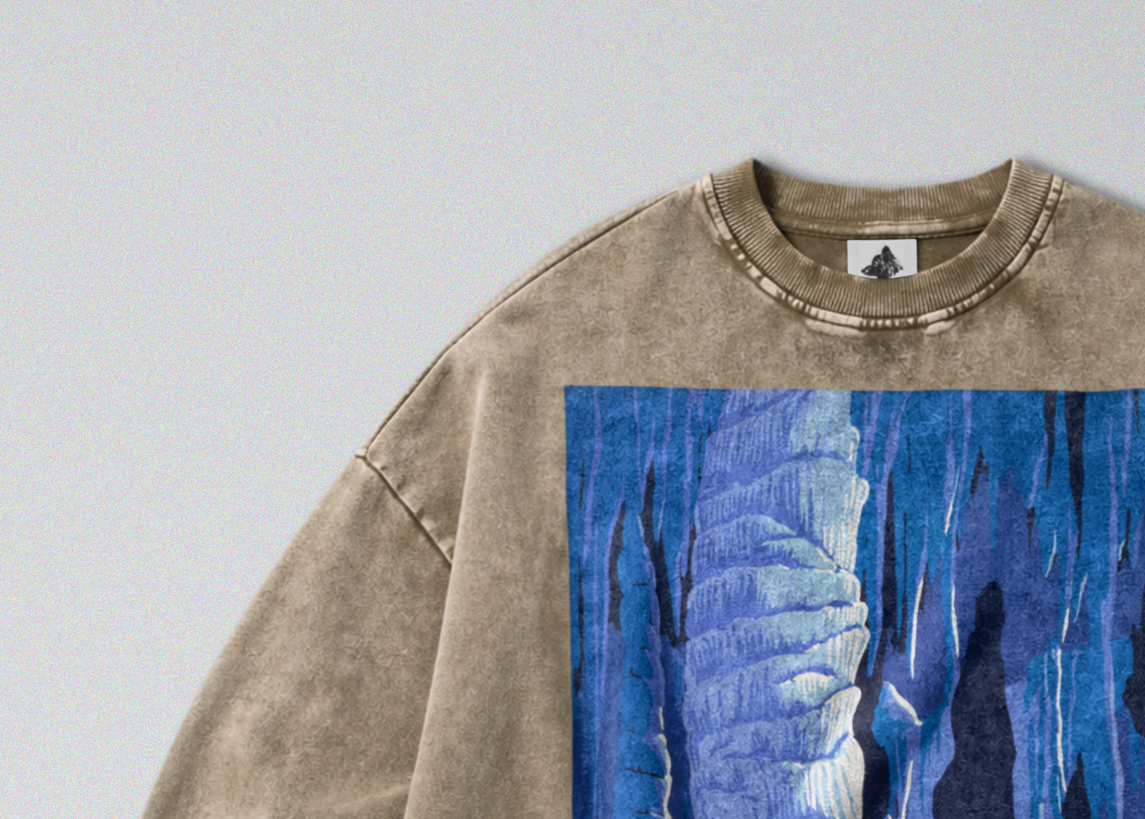 Oversized Snow Washed Cotton Sweatshirt - Carlsbad Caverns National Park Print