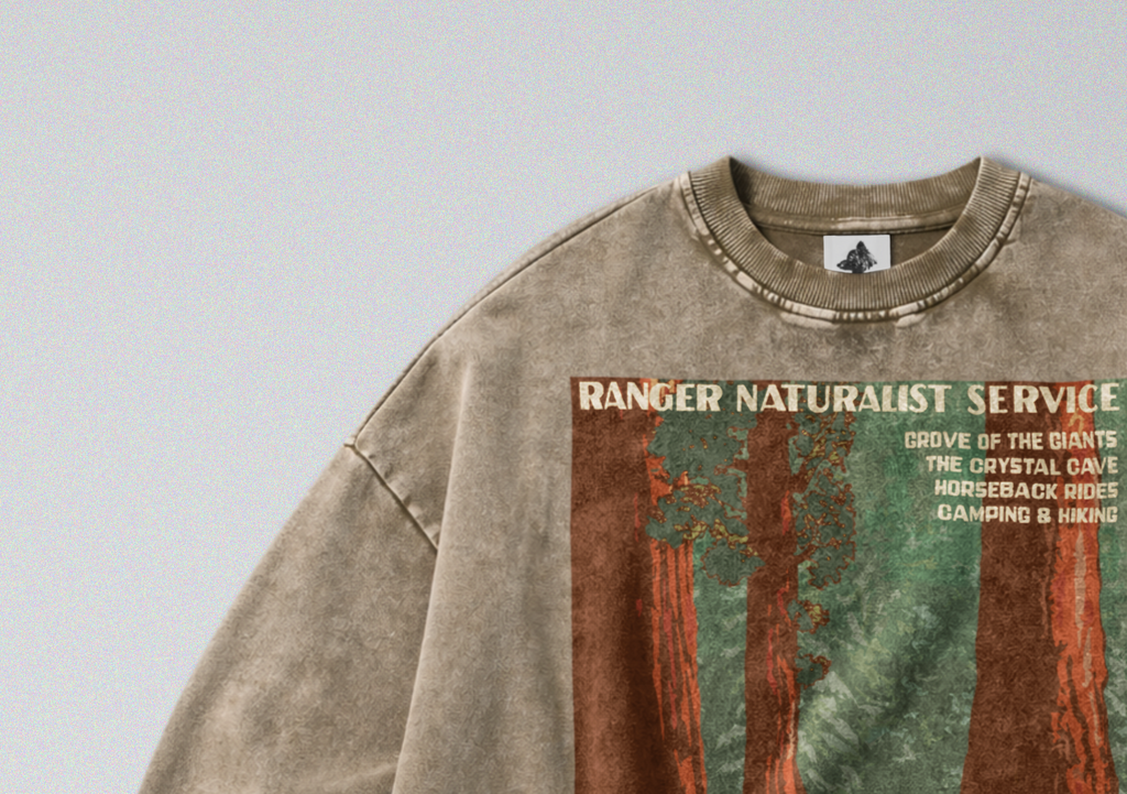 Oversized Snow Washed Cotton Sweatshirt - Sequoia National Park Print