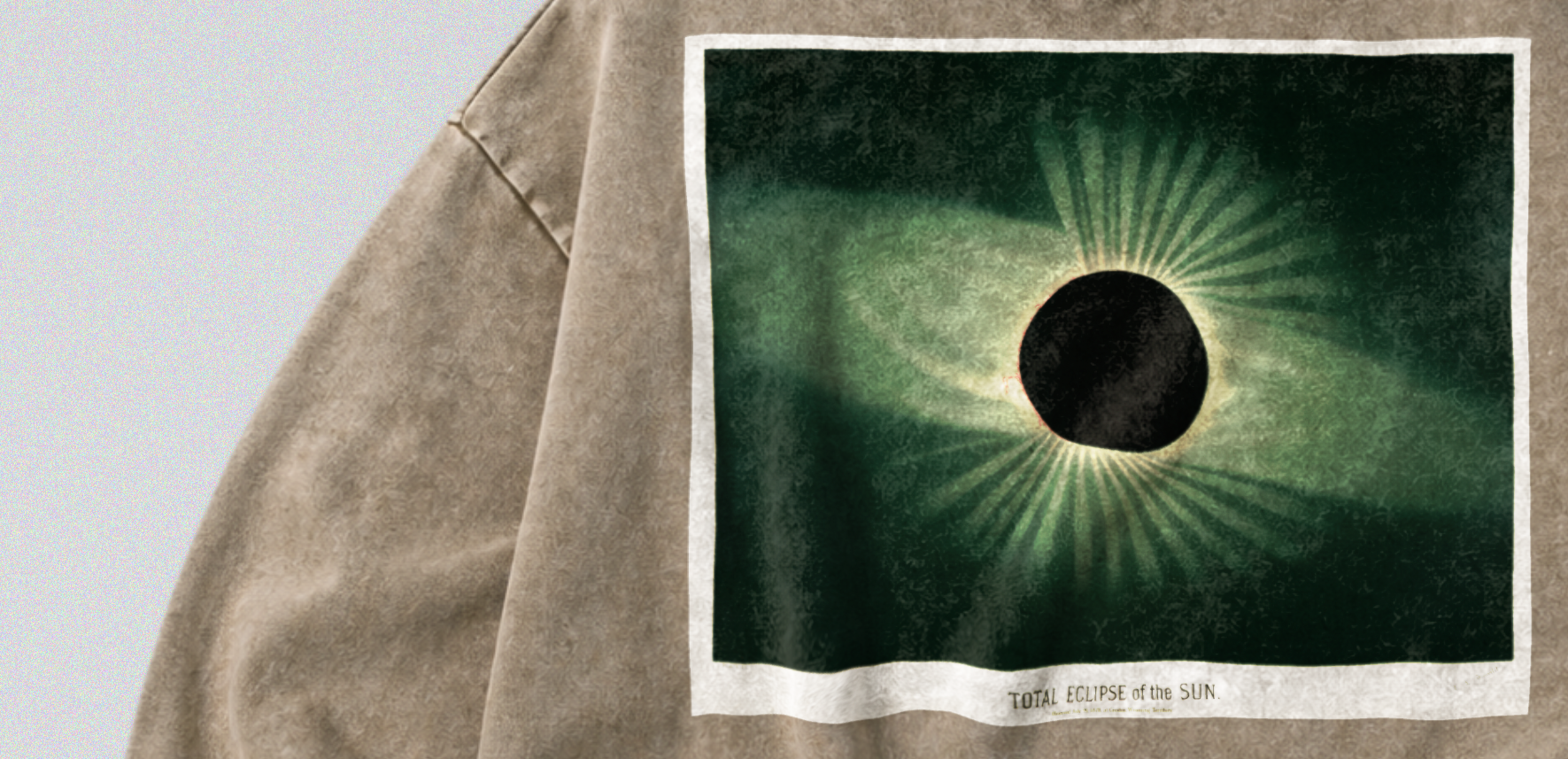 Oversized Snow Washed Cotton Sweatshirt - Solar Eclipse Print