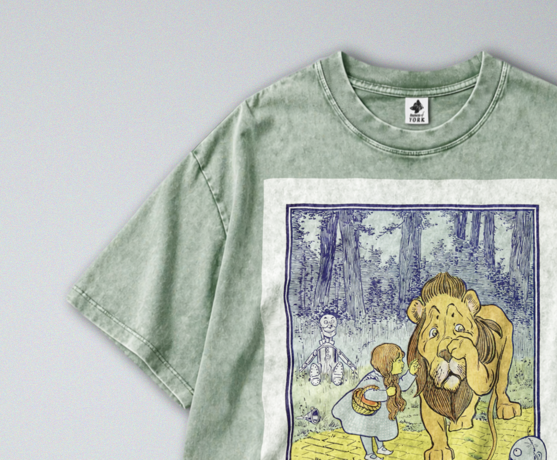 Oversized Snow Washed Cotton Tee - Wizard of Oz Print