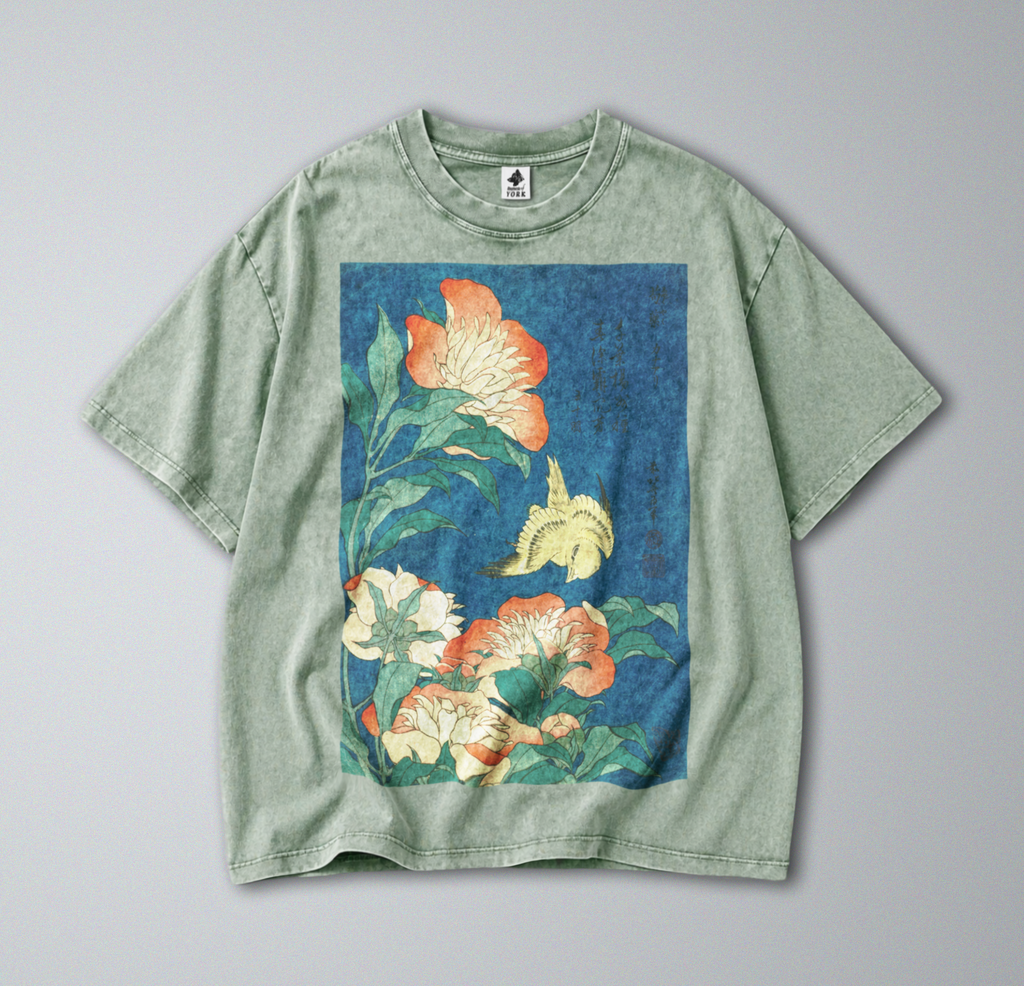 Japanese Flowers & Canary - Short Sleeve Tee
