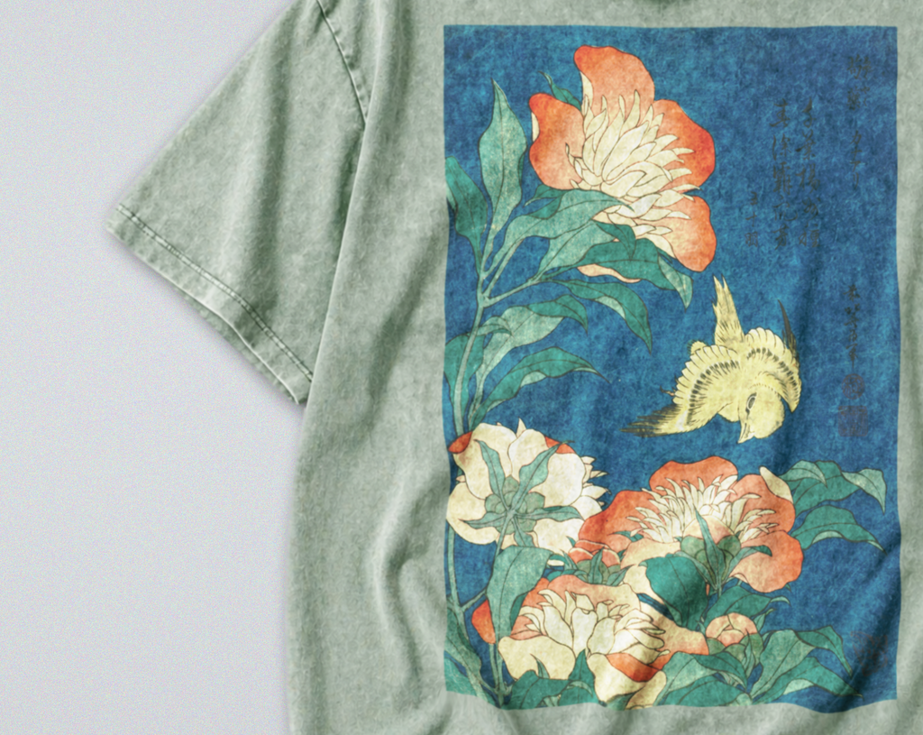 Japanese Flowers & Canary - Short Sleeve Tee