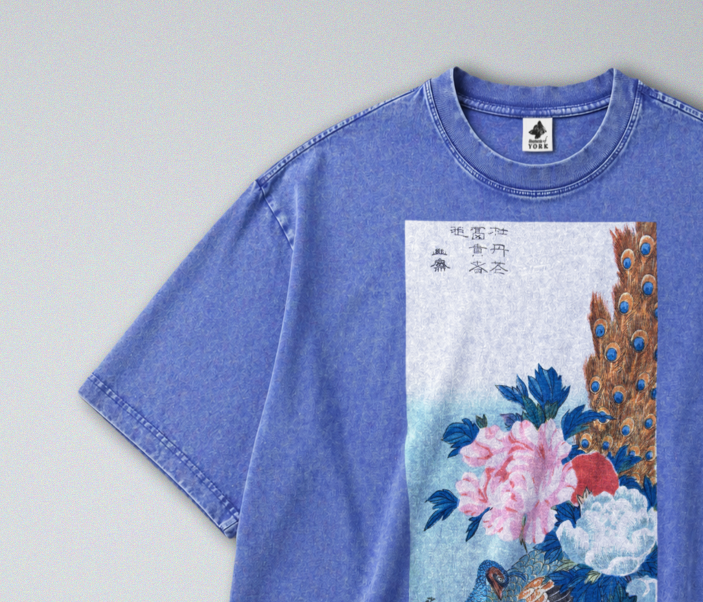 Japanese Peacock & Flowers - Short Sleeve Tee