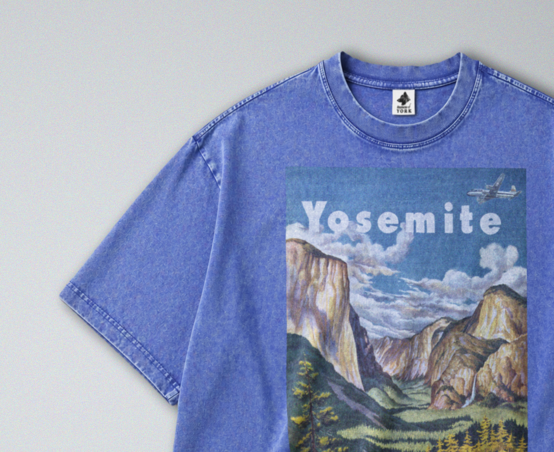 Oversized Snow Washed Cotton Tee - Yosemite National Park Print