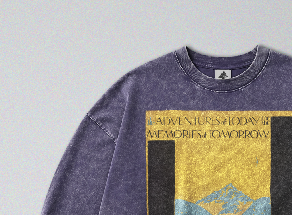 Oversized Snow Washed Long Sleeve Cotton Tee - National Parks Print