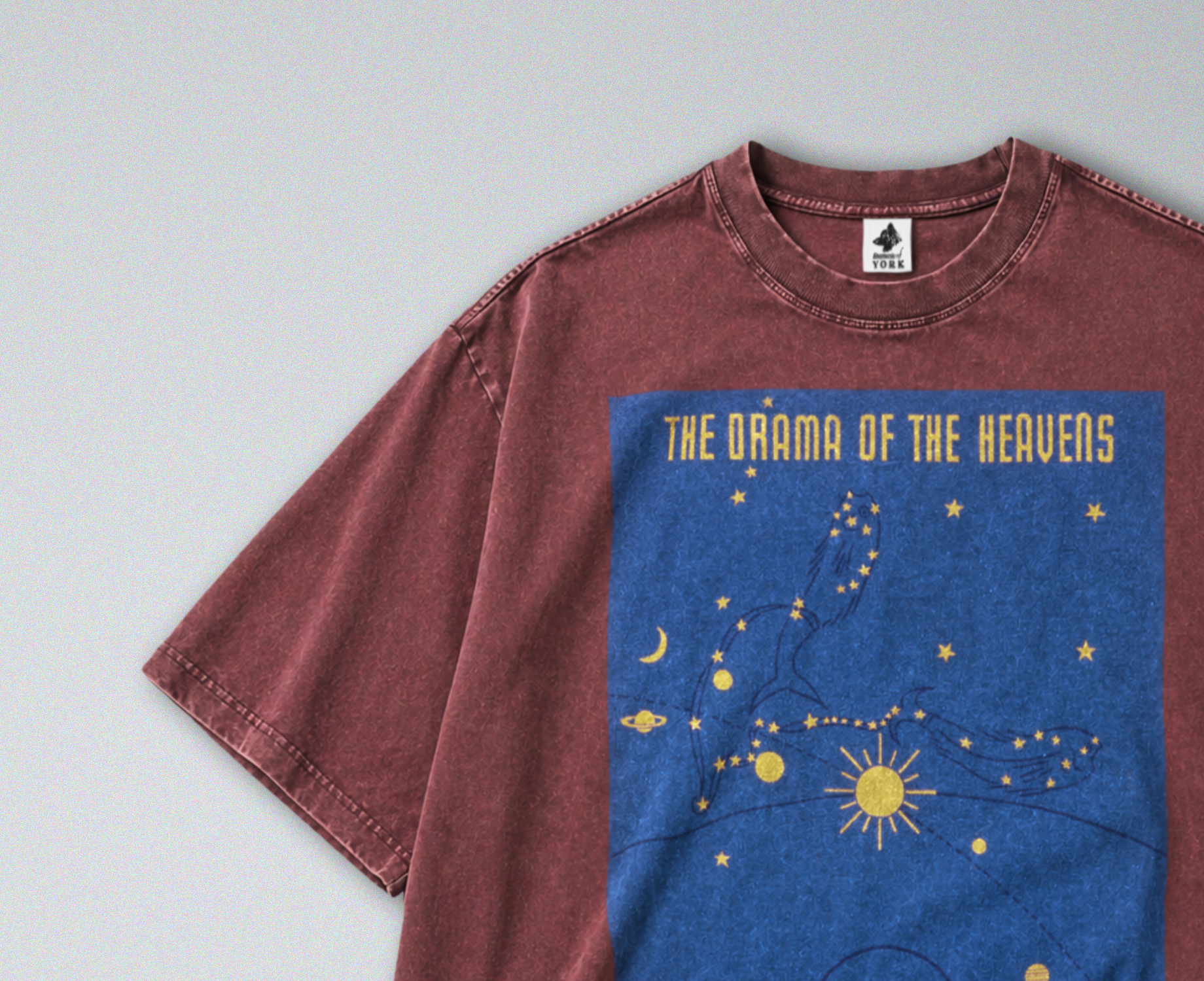 Oversized Snow Washed Cotton Tee - Star Gazing Planetarium Print