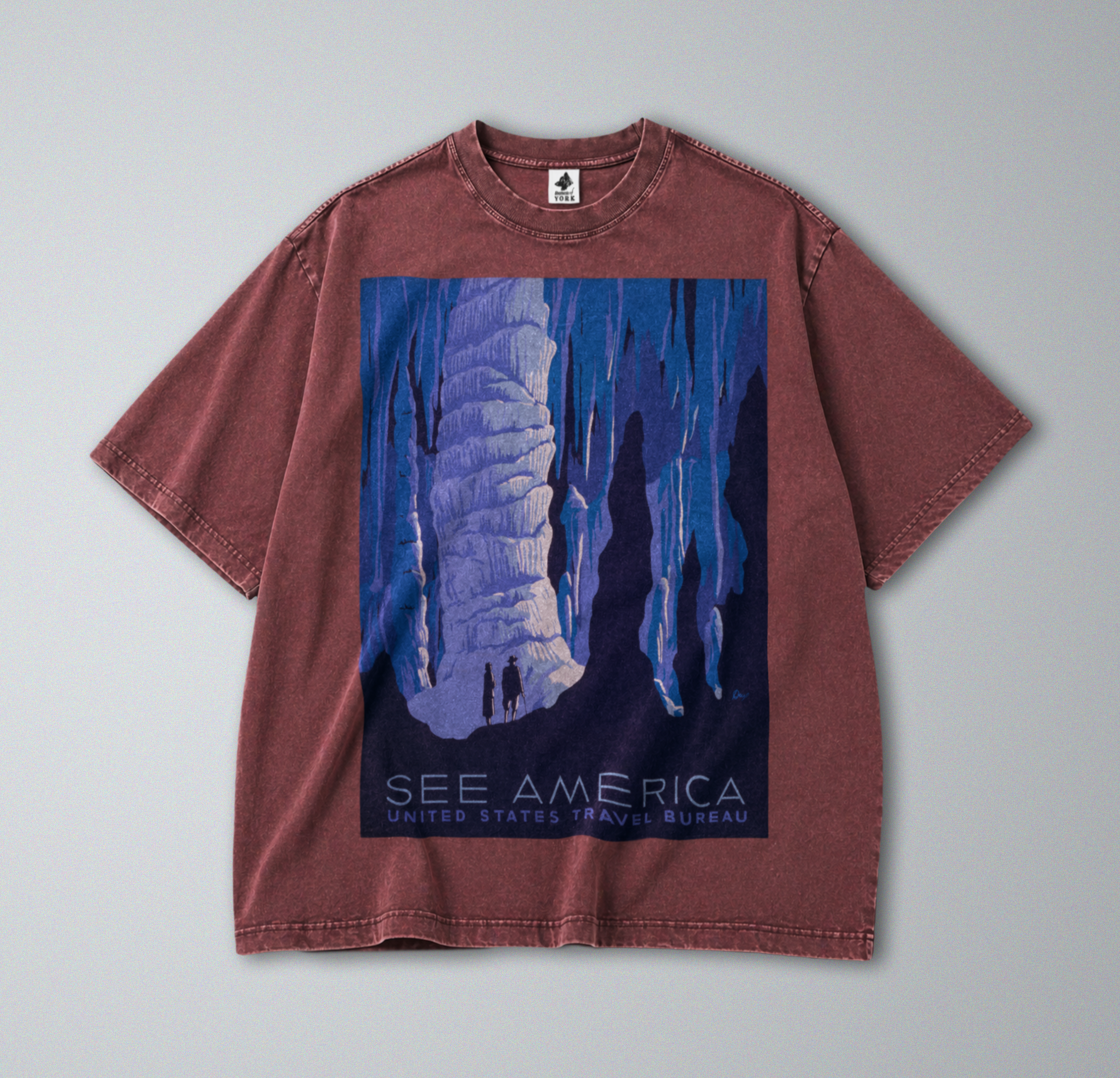 Oversized Snow Washed Cotton Tee - Carlsbad Caverns National Park Print