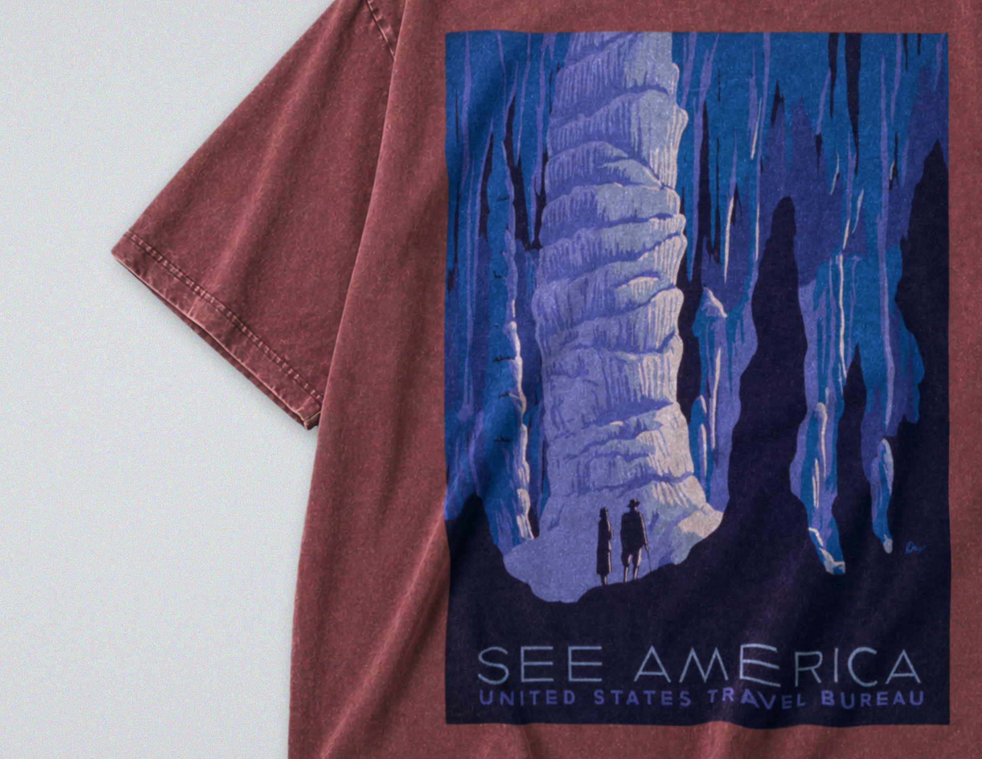 Oversized Snow Washed Cotton Tee - Carlsbad Caverns National Park Print